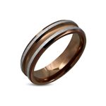 Chocolate Brown Ion-plated Steel Ring with Grooves - NRM088